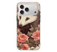 QMKFWT Opossum and Roses Phone Case for Phone 17, TPU Anti-Yellowing Scratch Resistant, Slim Shockproof Cover with Precise Cutouts, Supports Wireless Charging Phone Case for Phone 17