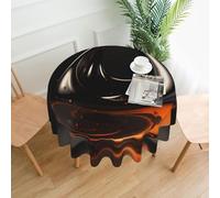 QMKFWT Orange Abstract Ornament Printed Round Tablecloth,Dust-Proof Wrinkle Resistant Table Cover Washable Polyester Table Cloth for Kitchen Dining Room Farmhouse Picnic Indoor Outdoor(Round 60 Inch)
