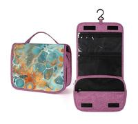 QMKFWT Orange And Turquoise Toiletry Bag Waterproof Makeup Bag with Hanging Hook Cosmetic Bags for Women Travel Essentials