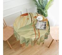 QMKFWT Orange Line Art Printed Round Tablecloth,Dust-Proof Wrinkle Resistant Table Cover Washable Polyester Table Cloth for Kitchen Dining Room Farmhouse Picnic Indoor Outdoor(Round 60 Inch)