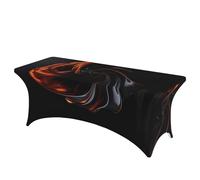 QMKFWT Orange Swirl Shaped Ornament Decorative Tablecloth Protector for Wedding, Banquet & Parties6FT Spandex Rectangle Tablecloths, Stretch Washable Table Cloth Wrinkle Free Patio Table Cover