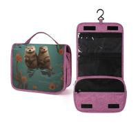 QMKFWT Otters in Love Toiletry Bag Waterproof Makeup Bag with Hanging Hook Cosmetic Bags for Women Travel Essentials