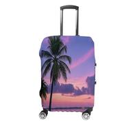 QMKFWT Palm Tree Purple Sunset Travel Luggage Cover Washable Anti-scratch Suitcase Protector Dustproof Protective Cover Case for Wheeled Luggage Fits 19-32 Inch Luggage, white, XL