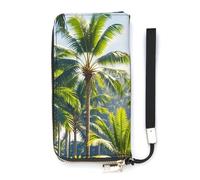 QMKFWT Palm Trees Wallet Large Capacity Clutch Cash PursePU Leather Long Zipper Pouch Wallet Unisex, white, 20x10.5cm, Wallet