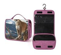 QMKFWT Panther Mountain Lion Toiletry Bag Waterproof Makeup Bag with Hanging Hook Cosmetic Bags for Women Travel Essentials