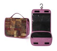 QMKFWT Patchwork Pattern Toiletry Bag Waterproof Makeup Bag with Hanging Hook Cosmetic Bags for Women Travel Essentials