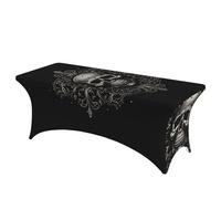 QMKFWT Patterned Skull Decorative Tablecloth Protector for Wedding, Banquet & Parties6FT Spandex Rectangle Tablecloths, Stretch Washable Table Cloth Wrinkle Free Patio Table Cover