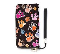 QMKFWT Pawful Paws Print Wallet Large Capacity Clutch Cash PursePU Leather Long Zipper Pouch Wallet Unisex, white, 20x10.5cm, Wallet