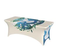 QMKFWT Peace on Earth Decorative Tablecloth Protector for Wedding, Banquet & Parties6FT Spandex Rectangle Tablecloths, Stretch Washable Table Cloth Wrinkle Free Patio Table Cover