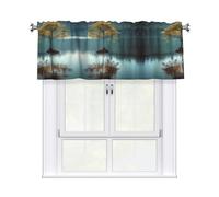 QMKFWT Peaceful Lake and a Tree Curtain Valance for Windows,Kitchen Window Curtains Blackout Drapes Window Treatments Decorative Rod Pocket Short Curtain for Living Room Bedroom,54" W x 18" L