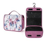 QMKFWT Peach Dream Catcher Toiletry Bag Waterproof Makeup Bag with Hanging Hook Cosmetic Bags for Women Travel Essentials
