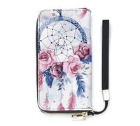 QMKFWT Peach Dream Catcher Wallet Large Capacity Clutch Cash PursePU Leather Long Zipper Pouch Wallet Unisex, white, 20x10.5cm, Wallet