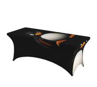 QMKFWT Penguin Image Decorative Tablecloth Protector for Wedding, Banquet & Parties6FT Spandex Rectangle Tablecloths, Stretch Washable Table Cloth Wrinkle Free Patio Table Cover