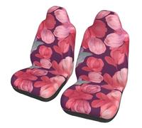 QMKFWT Peony Petals Pattern Printed 2 Pcs Automotive Seat Covers for Front with Elastic Straps Car Protector Seat Covers for Car SUV Truck