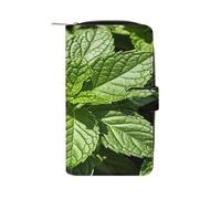 QMKFWT Peppermint Leather Wallet Long Checkbook Wallets Classic Bifold Ladies Clutch with ID Window