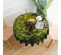QMKFWT Photographing Dandelions Printed Round Tablecloth,Dust-Proof Wrinkle Resistant Table Cover Washable Polyester Table Cloth for Kitchen Dining Room Farmhouse Picnic Indoor Outdoor(Round 60 Inch)
