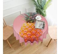 QMKFWT - Pineapple Print Round Tablecloth Dust-Proof Wrinkle Resistant Washable Polyester Table Cloth for Kitchen Dining Farmhouse Picnic Indoor Outdoor (Round of 60