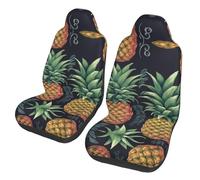 QMKFWT Pineapple Printed 2 Pcs Automotive Seat Covers for Front with Elastic Straps Car Protector Seat Covers for Car SUV Truck