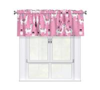 QMKFWT Pink Llama Cactus Curtain Valance for Windows,Kitchen Window Curtains Blackout Drapes Window Treatments Decorative Rod Pocket Short Curtain for Living Room Bedroom,54" W x 18" L