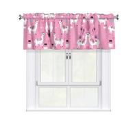 QMKFWT Pink Llama Cactus Curtain Valance for Windows,Kitchen Window Curtains Blackout Drapes Window Treatments Decorative Rod Pocket Short Curtain for Living Room Bedroom,54" W x 18" L