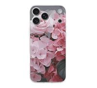 QMKFWT Pink Rose Hydrangea Phone Case for Phone 17, TPU Anti-Yellowing Scratch Resistant, Slim Shockproof Cover with Precise Cutouts, Supports Wireless Charging Phone Case for Phone 17