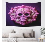 QMKFWT Pink Skull Tapestry Aesthetic Wall Hanging Tapestries 60'' x 40'' Boho Tapestries Vertical Wall Art Decorative Funny Vintage Poster Flag Tapestry for Bedroom Living Room Decor