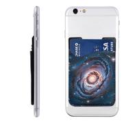 QMKFWT Planet Stars and Galaxy Phone Wallet, Stick On Card Holder for Back of Phone Case - Leather Cell Phone Card Wallet Sleeve Adhesive Phone Pocket - Compatible with Most Cell Phones