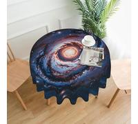 QMKFWT Planet Stars and Galaxy Printed Round Tablecloth,Dust-Proof Wrinkle Resistant Table Cover Washable Polyester Table Cloth for Kitchen Dining Room Farmhouse Picnic Indoor Outdoor(Round 60 Inch)