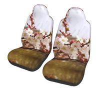 QMKFWT Plum Tree Blossom Printed 2 Pcs Automotive Seat Covers for Front with Elastic Straps Car Protector Seat Covers for Car SUV Truck