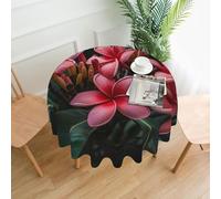 QMKFWT Plumeria Printed Round Tablecloth,Dust-Proof Wrinkle Resistant Table Cover Washable Polyester Table Cloth for Kitchen Dining Room Farmhouse Picnic Indoor Outdoor(Round 60 Inch)