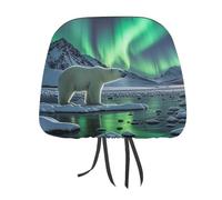 QMKFWT Polar Bears Northern Lights Car Seat Headrest Cover Adjustable and Reusable Anti-Dirty Flexible Hear Rest Covers Soft Dust-Proof Car Seat Headrest Protector for Most Vehicles
