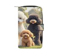 QMKFWT Poodles Dogs Leather Wallet Long Checkbook Wallets Classic Bifold Ladies Clutch with ID Window