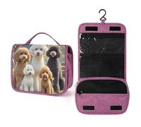 QMKFWT Poodles Dogs Toiletry Bag Waterproof Makeup Bag with Hanging Hook Cosmetic Bags for Women Travel Essentials