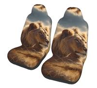 QMKFWT Prairie Lion Printed 2 Pcs Automotive Seat Covers for Front with Elastic Straps Car Protector Seat Covers for Car SUV Truck