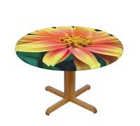 QMKFWT Pretty Flower Round Spandex Tablecloth 35 Inch, Elastic Fitted Waterproof Tablecloths Stretch Washable Picnic Table Cover for Camping, Dining, Indoor and Outdoor