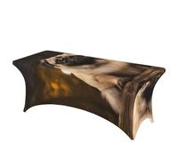 QMKFWT Pug Dog Decorative Tablecloth Protector for Wedding, Banquet & Parties6FT Spandex Rectangle Tablecloths, Stretch Washable Table Cloth Wrinkle Free Patio Table Cover