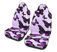 QMKFWT Purple Butterflies Printed 2 Pcs Automotive Seat Covers for Front with Elastic Straps Car Protector Seat Covers for Car SUV Truck