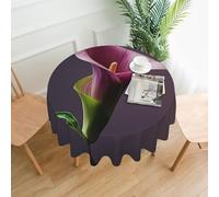 QMKFWT Purple Calla Lily Printed Round Tablecloth,Dust-Proof Wrinkle Resistant Table Cover Washable Polyester Table Cloth for Kitchen Dining Room Farmhouse Picnic Indoor Outdoor(Round 60 Inch)