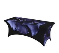 QMKFWT Purple Flower Texture Decorative Tablecloth Protector for Wedding, Banquet & Parties6FT Spandex Rectangle Tablecloths, Stretch Washable Table Cloth Wrinkle Free Patio Table Cover