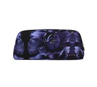 QMKFWT Purple Flower Texture print Pencil Bag waterproof Zipper Pencil Case Leather Pen Box Cosmetic Bag For Office Pencil