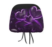QMKFWT Purple Hearts Car Seat Headrest Cover Adjustable and Reusable Anti-Dirty Flexible Hear Rest Covers Soft Dust-Proof Car Seat Headrest Protector for Most Vehicles