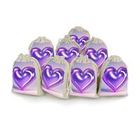 QMKFWT Purple Hearts Drawstring Pouches Small Bulk Cotton Burlap Storage Bags Reusable Muslin Sachet Bag for Candy, Toys, Jewelry, Treats, Birthday Party Favors