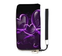 QMKFWT Purple Hearts Wallet Large Capacity Clutch Cash PursePU Leather Long Zipper Pouch Wallet Unisex, white, 20x10.5cm, Wallet