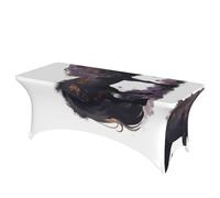 QMKFWT Purple Horse Decorative Tablecloth Protector for Wedding, Banquet & Parties6FT Spandex Rectangle Tablecloths, Stretch Washable Table Cloth Wrinkle Free Patio Table Cover