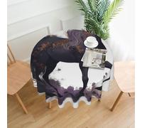 QMKFWT Purple Horse Printed Round Tablecloth,Dust-Proof Wrinkle Resistant Table Cover Washable Polyester Table Cloth for Kitchen Dining Room Farmhouse Picnic Indoor Outdoor(Round 60 Inch)