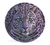 QMKFWT Purple Leopard Wall Picture Circular Iron Hanging Picture Round Metal Tin Sign Wall Art Prints Artwork for Home Garden Kitchen Bar Cafe Restaurant Garage Wall Decor