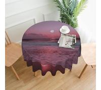 QMKFWT Purple Moon Printed Round Tablecloth,Dust-Proof Wrinkle Resistant Table Cover Washable Polyester Table Cloth for Kitchen Dining Room Farmhouse Picnic Indoor Outdoor(Round 60 Inch)