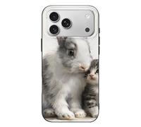 QMKFWT Rabbit and Cat Phone Case for Phone 17, TPU Anti-Yellowing Scratch Resistant, Slim Shockproof Cover with Precise Cutouts, Supports Wireless Charging Phone Case for Phone 17