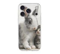 QMKFWT Rabbit and Cat Phone Case for Phone 17, TPU Anti-Yellowing Scratch Resistant, Slim Shockproof Cover with Precise Cutouts, Supports Wireless Charging Phone Case for Phone 17