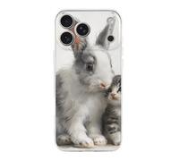 QMKFWT Rabbit and Cat Phone Case for Phone 17, TPU Anti-Yellowing Scratch Resistant, Slim Shockproof Cover with Precise Cutouts, Supports Wireless Charging Phone Case for Phone 17